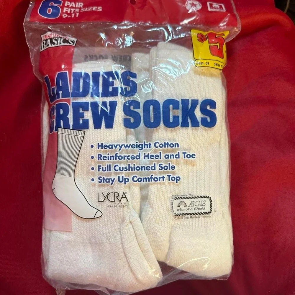 6 Pack White Crew Socks Men's Cotton Athletic Everyday Comfort New